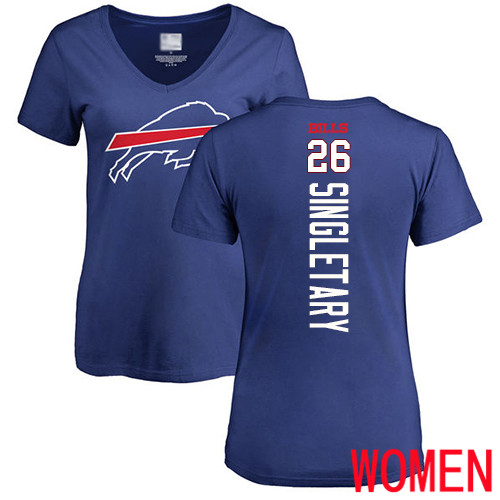 NFL Women Buffalo Bills #26 Devin Singletary Royal Blue Backer T Shirt